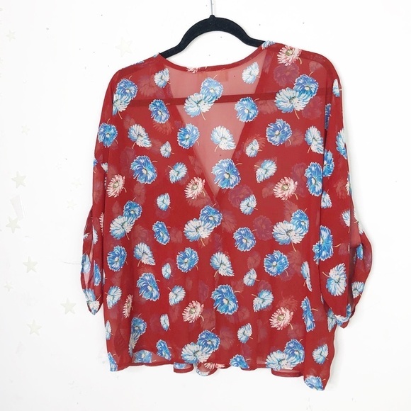 PINS and needle sheer floral button down blouse - Picture 7 of 11